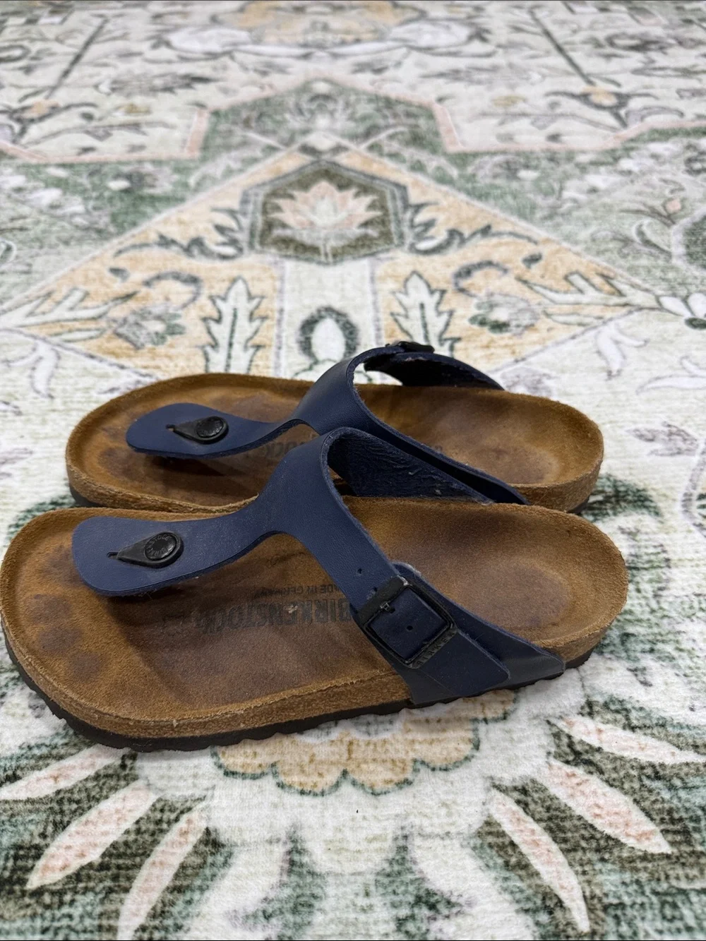 Birkenstock Blue T-Strap Gizeh Sandals